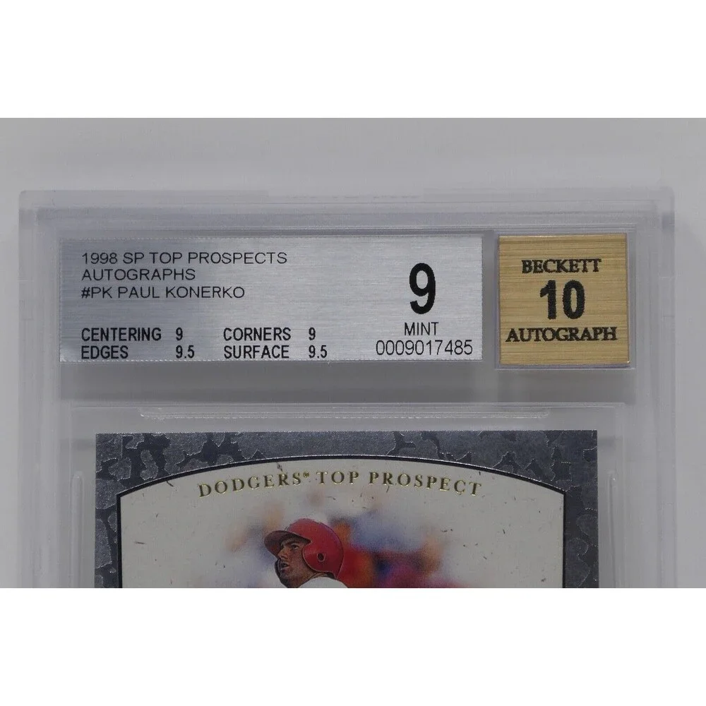 1998 SP Top Prospects Autographs #PK Paul Konerko Rookie Dodgers Beckett 9